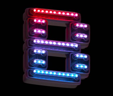 Ultraviyole ışık dijital yazı tipi. B harfi.. 