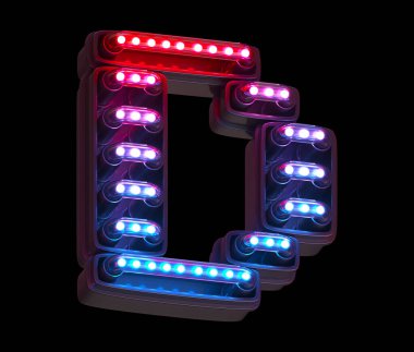 Ultraviyole ışık dijital yazı tipi. D harfi.. 