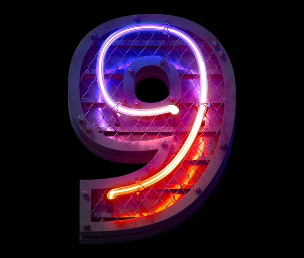 Heavy metal ultra neon yazı tipi. 9 numara..