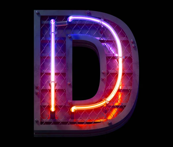 Heavy metal ultra neon yazı tipi. D harfi..