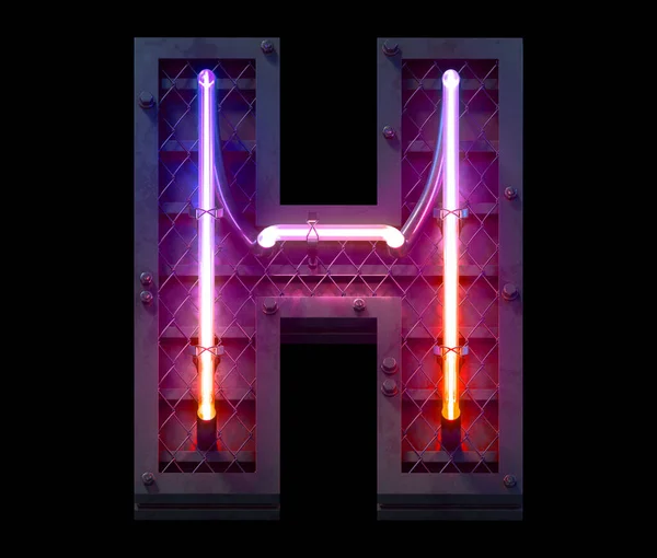 Heavy Metal Ultra Neon Font Letter — Stock Photo, Image