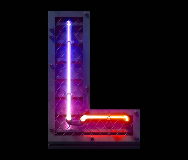 Heavy metal ultra neon yazı tipi. L harfi..