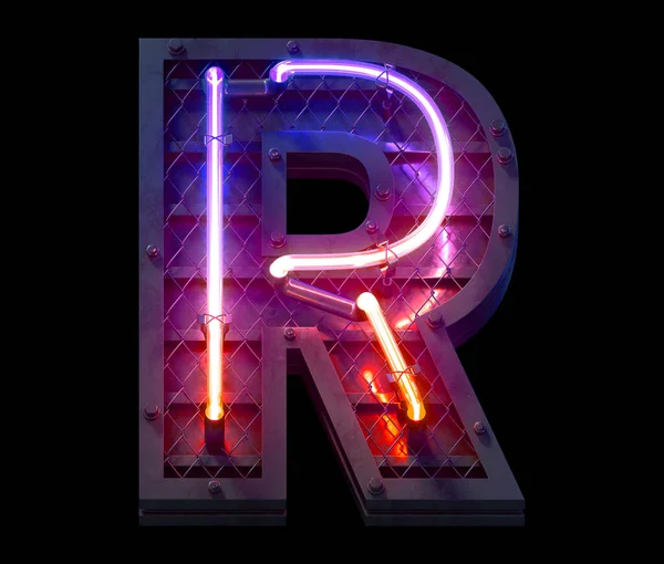 Heavy Metal Ultra Neon Font Letter — Stock Photo, Image