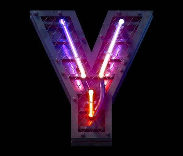 Heavy metal ultra neon yazı tipi. Y harfi.