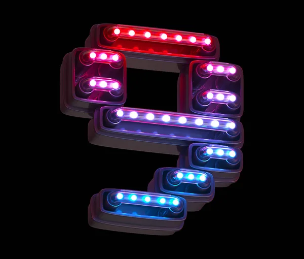 Ultraviolett Ljus Digitalt Teckensnitt Nummer — Stockfoto