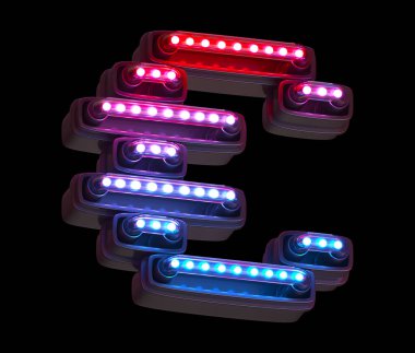 Ultraviyole ışık dijital yazı tipi. Euro sembolü. 