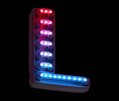 Ultraviyole ışık dijital yazı tipi. L harfi.. 