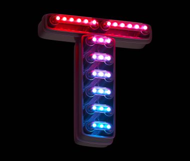 Ultraviyole ışık dijital yazı tipi. T harfi.. 