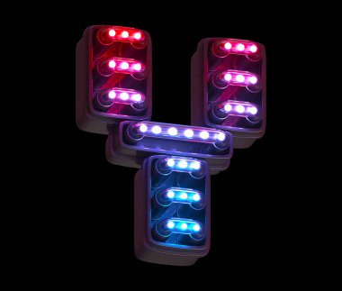 Ultraviyole ışık dijital yazı tipi. Y harfi. 