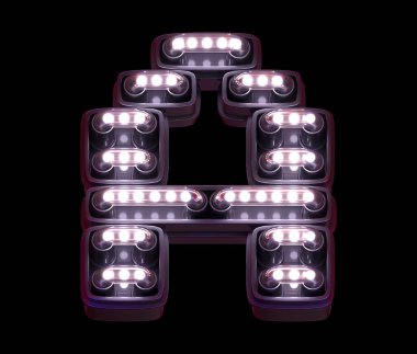 Dijital yazı tipi. Beyaz ışık. A harfi..