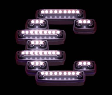 Dijital yazı tipi. Beyaz ışık. Euro.