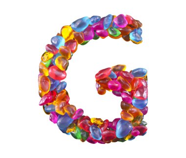 Renkli mücevher yazı tipi. G harfi.