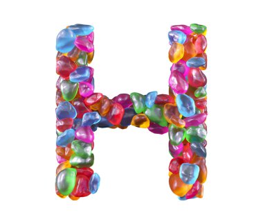 Renkli mücevher yazı tipi. H harfi.