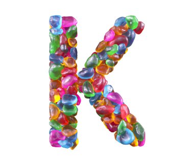 Renkli mücevher yazı tipi. K harfi.