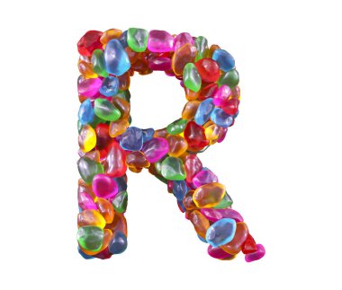 Renkli mücevher yazı tipi. R harfi.