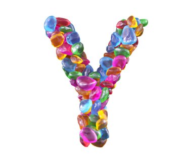 Renkli mücevher yazı tipi. Y harfi.