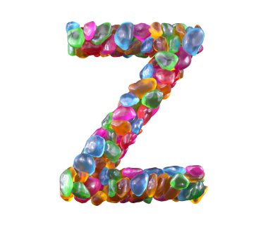 Renkli mücevher yazı tipi. Z harfi.