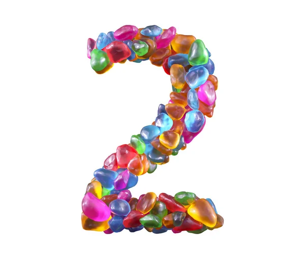 Kleurrijke Edelstenen Lettertype Nummer — Stockfoto