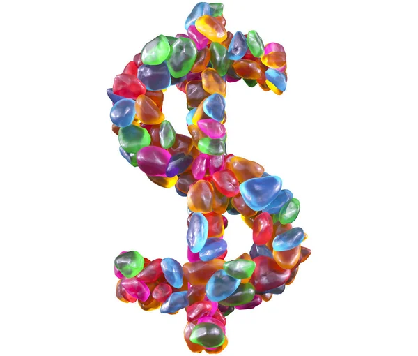 Fargerike Edelstensfonter Dollar Symbol – stockfoto