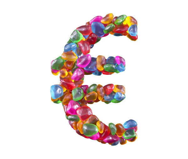 Fonte Gemas Coloridas Símbolo Euro — Fotografia de Stock