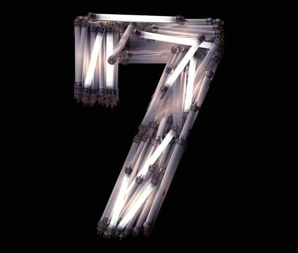 Fluorescerende Lamp Lettertype Nummer — Stockfoto