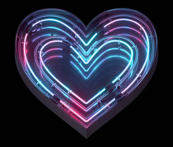 Metal Neon Mirror Font Ultraviolet Light Heart Symbol — Stock Photo, Image