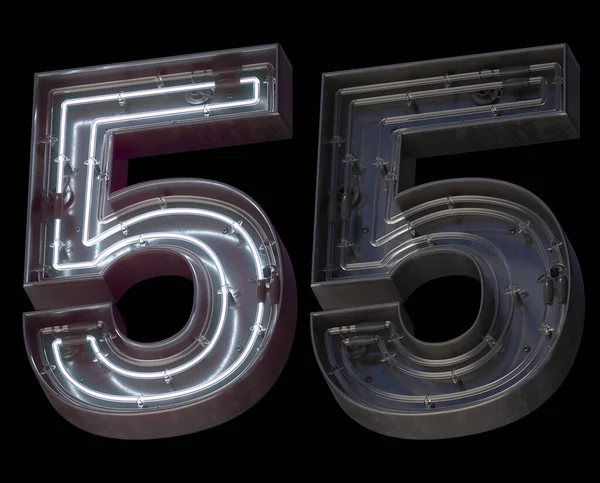 Metal Neon Font Number — Stock Photo, Image