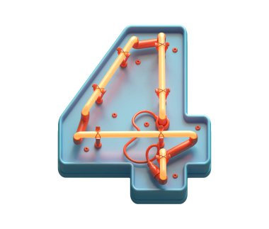 Oyuncak neon yazı tipi. Numara 4.