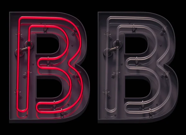 Rood Licht Neon Lettertype Met Aan Uit Brief — Stockfoto