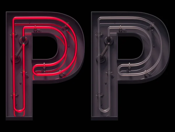 Red Light Neon Font Letter — Stock Photo, Image