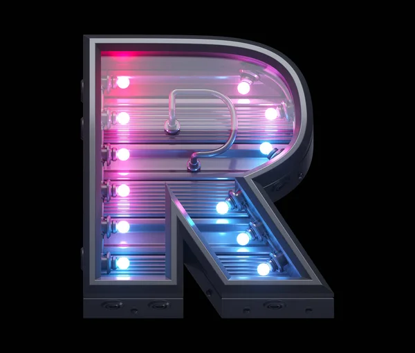 紫外线灯的未来派字体 字母R — 图库照片