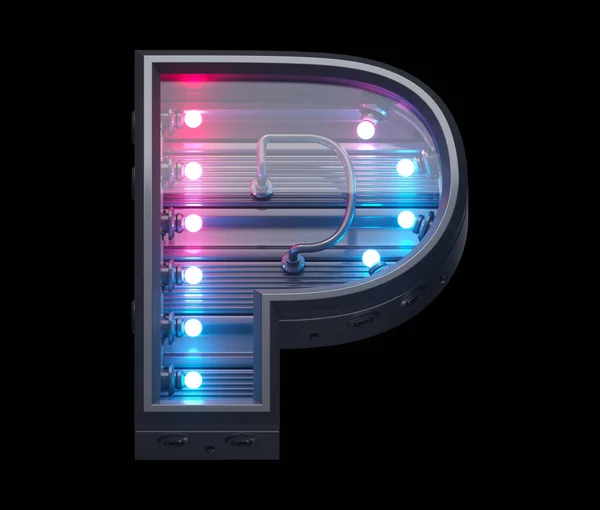 紫外線ランプ未来フォント 手紙P — ストック写真
