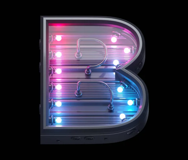 Футуристический Шрифт Ультрафиолетовой Лампы Буква — стоковое фото