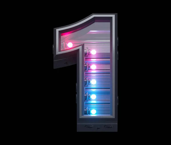 Ultraibolya Lámpa Futurisztikus Betűtípus Szám — Stock Fotó