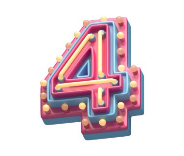 4 numara neon ışığı