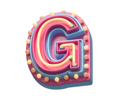 G harfi neon ışığı yazı tipi