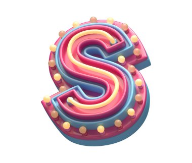 S harfi neon ışık yazı tipi