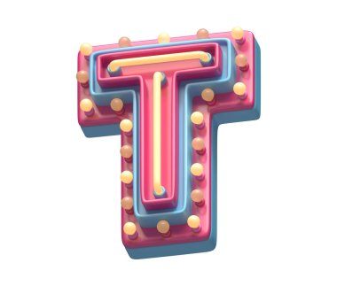 T harfi neon ışık yazı tipi