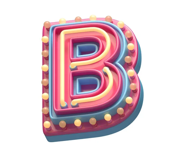 letter B font neon light