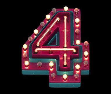 4 numara neon ışığı
