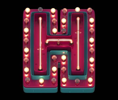 H neon ışık yazı tipi harfi