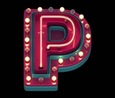 P harfi neon ışık yazı tipi