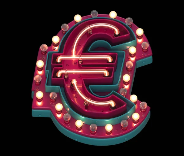 Neonové Světlo Značky Euro — Stock fotografie