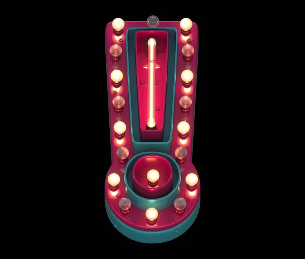 Wykrzyknik Znak Neon Light Font — Zdjęcie stockowe