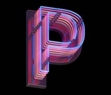 P harfi neon ışık yazı tipi