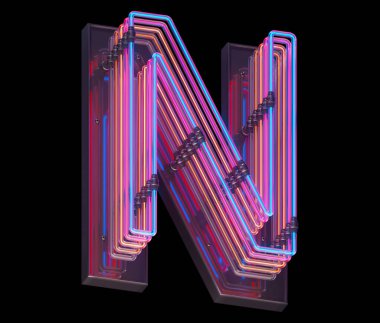 N harfi neon ışık yazı tipi