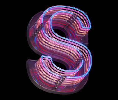 S harfi neon ışık yazı tipi