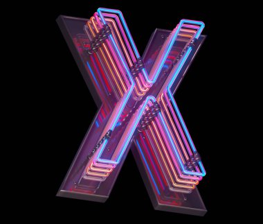 X harfi neon ışık yazı tipi