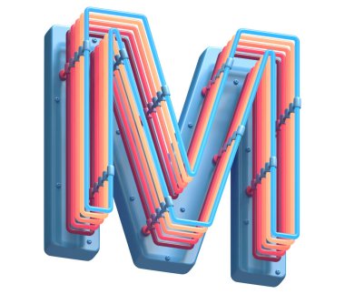 M harfi neon ışık yazı tipi