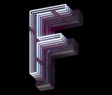 F harfi neon ışık yazı tipi